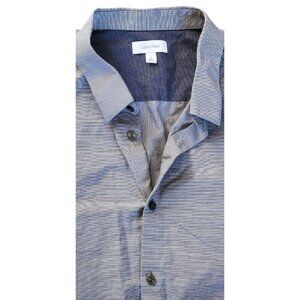 Calvin Klein Gray 100% Cotton Dress Shirt XL Horizontal Pinstripes Button Down